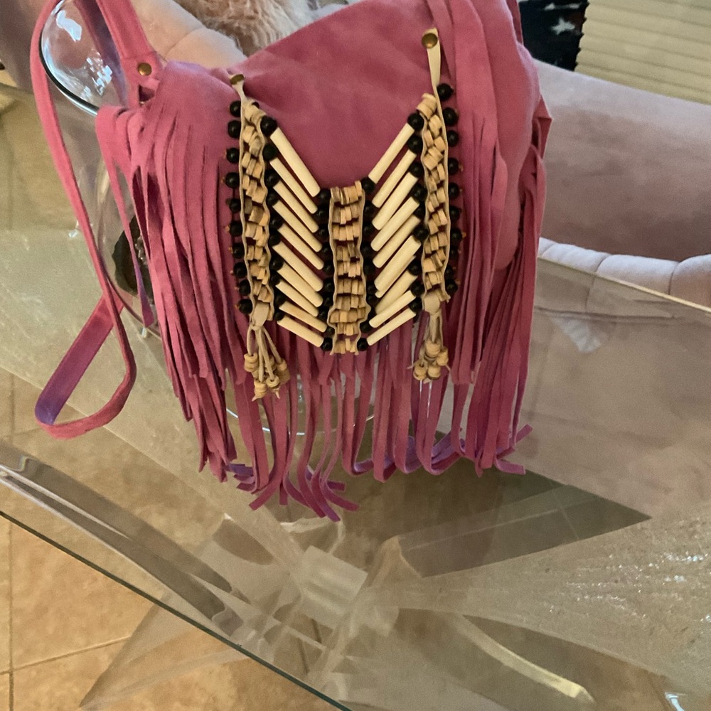 SPELL PURPLE FRINGE LEATHER BAG - Picture 5 of 6